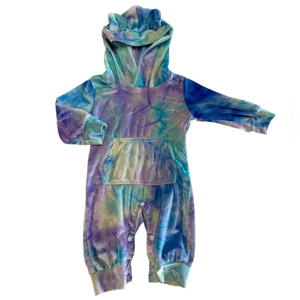 5/$30 Baby Girl Tie Dye Sweat Jumpsuit Hoodie